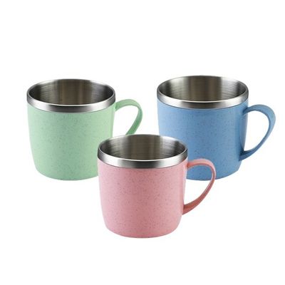 Taza de café de acero inoxidable con mango de 220 ml de capacidad para bocadillos y bebidas para niños