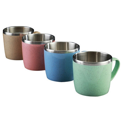 Taza de café de acero inoxidable con mango de 220 ml de capacidad para bocadillos y bebidas para niños