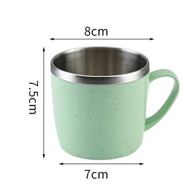 Taza de café de acero inoxidable con mango de 220 ml de capacidad para bocadillos y bebidas para niños