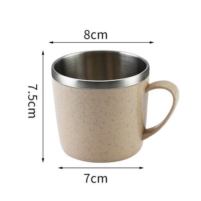 Taza de café de acero inoxidable con mango de 220 ml de capacidad para bocadillos y bebidas para niños