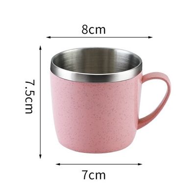Taza de café de acero inoxidable con mango de 220 ml de capacidad para bocadillos y bebidas para niños