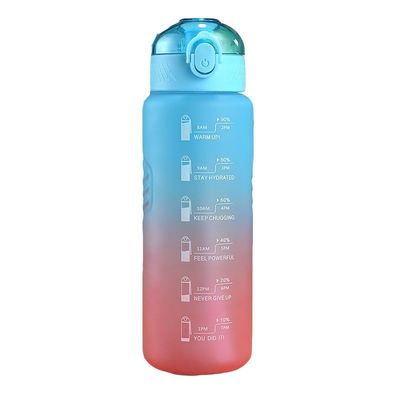 1000ml Taza de plástico de color progresivo Botella libre de BPA Taza deportiva de acondicionamiento físico al aire libre con paja