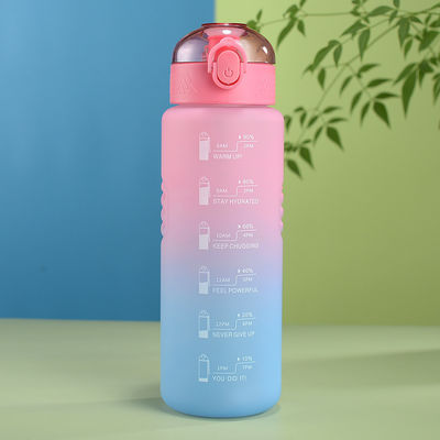 1000ml Taza de plástico de color progresivo Botella libre de BPA Taza deportiva de acondicionamiento físico al aire libre con paja