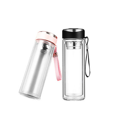 Tumbler de vidrio de doble pared con infusor de té para impresión por sublimación a baja MOQ