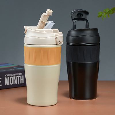 500ml de acero inoxidable doble de pared portátil tumbler con tapa de paja para el exterior de color personalizado
