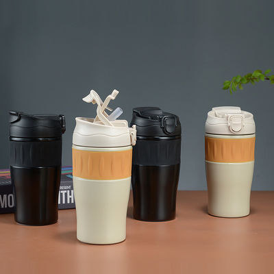 500ml de acero inoxidable doble de pared portátil tumbler con tapa de paja para el exterior de color personalizado
