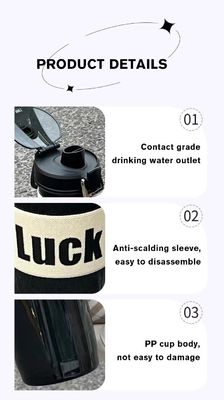 TOUR 600ml Taza de plástico boca rebotante botella portátil de agua transparente con cuerda y paja