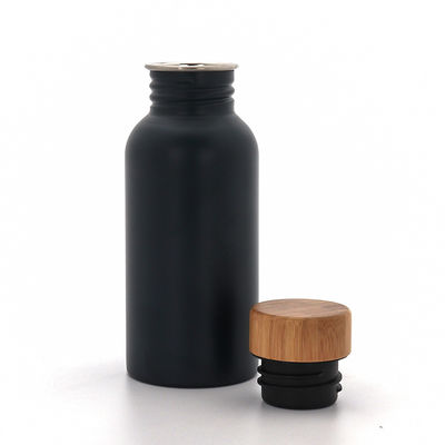Botella de agua de exterior portátil de vacío de doble capa de acero inoxidable 304 con tapa de bambú