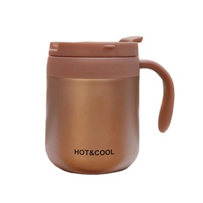 Copo de oficina de acero inoxidable 304 con mango y tapa Logotipo personalizado Bebida de café Taza de aislamiento al vacío