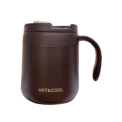Copo de oficina de acero inoxidable 304 con mango y tapa Logotipo personalizado Bebida de café Taza de aislamiento al vacío