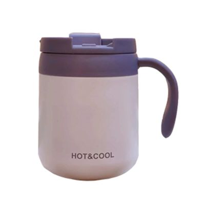 Copo de oficina de acero inoxidable 304 con mango y tapa Logotipo personalizado Bebida de café Taza de aislamiento al vacío