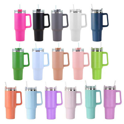 304 Taza de acero inoxidable con vacío aislado 40 Oz Tumbler con mango y paja con 1