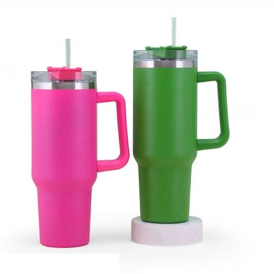 304 Taza de acero inoxidable con vacío aislado 40 Oz Tumbler con mango y paja con 1