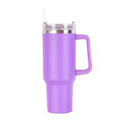 Copo térmico portátil tumbler con mango y tapa de paja 40 oz de acero inoxidable aislado