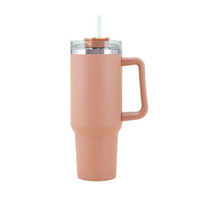 Copo térmico portátil tumbler con mango y tapa de paja 40 oz de acero inoxidable aislado