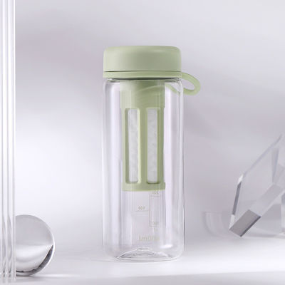Botella de agua de plástico personalizada de 450 ml/600 ml con separador de té