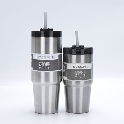 Compuesto de acero inoxidable 304 vacío aislado tumbler taza de café con tapa de paja 30 oz