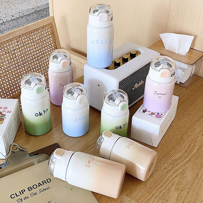 Alumno portátil 350/450ml tumblers de acero inoxidable con paja y aislamiento térmico