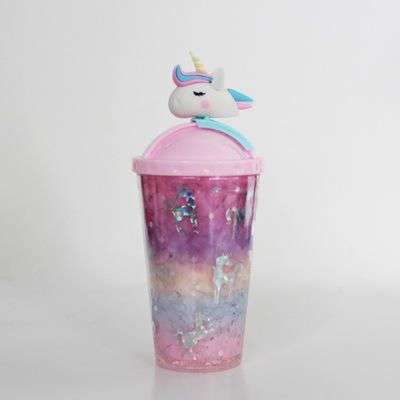 430 ml de capacidad botella de agua de moda para exteriores linda forma de unicornio a prueba de fugas con tapa