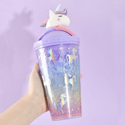 430 ml de capacidad botella de agua de moda para exteriores linda forma de unicornio a prueba de fugas con tapa