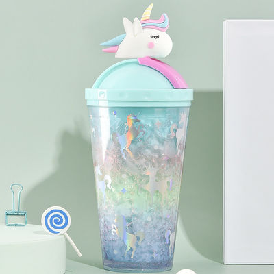 430 ml de capacidad botella de agua de moda para exteriores linda forma de unicornio a prueba de fugas con tapa