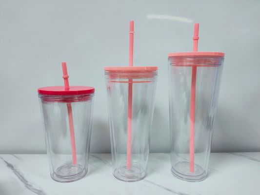Número de piezas 1 Botella de agua de plástico transparente de doble pared para copa de verano de estudiantes