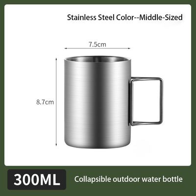 Taza de agua de acero inoxidable portátil simple con boca ancha y estilo de diseño minimalista
