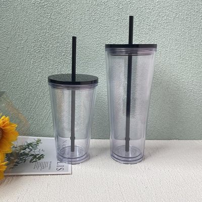 Número de piezas 1 Botella de agua de plástico transparente de doble pared para copa de verano de estudiantes