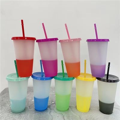 Regreso a la escuela 16 oz/24 oz de plástico libre de BPA taza de café botella de agua fría con tapa y paja