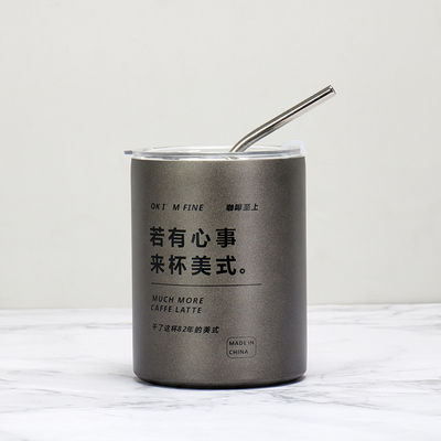 Artículo Logotipo personalizado 320ml/600ml De doble pared de acero inoxidable delgado recto aislado tazas de café con tapa y paja
