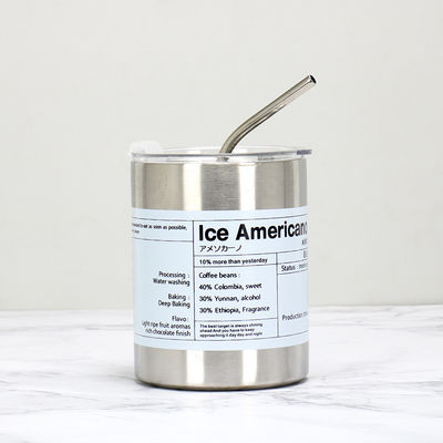 Artículo Logotipo personalizado 320ml/600ml De doble pared de acero inoxidable delgado recto aislado tazas de café con tapa y paja