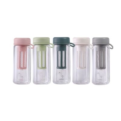TOUR Botella de agua de plástico transparente al aire libre con infusor de té 450ML/600ML Capacidad
