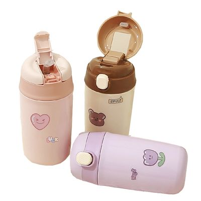Volver a la escuela Botella de agua de vacío de acero inoxidable con diseño de oso de dibujos animados