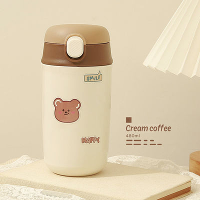 Volver a la escuela Botella de agua de vacío de acero inoxidable con diseño de oso de dibujos animados