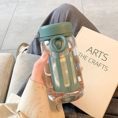Botella de agua de plástico de diseño contemporáneo con infusor de té 450ML/600ML