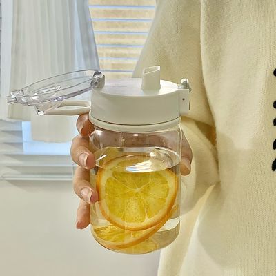 Botella de plástico PC resistente al calor Flip Top Botella de agua elegante con filtro extraíble