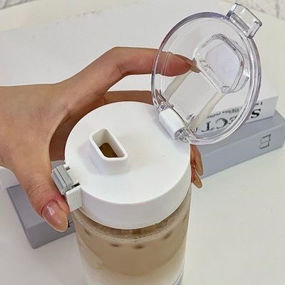 Botella de plástico PC resistente al calor Flip Top Botella de agua elegante con filtro extraíble