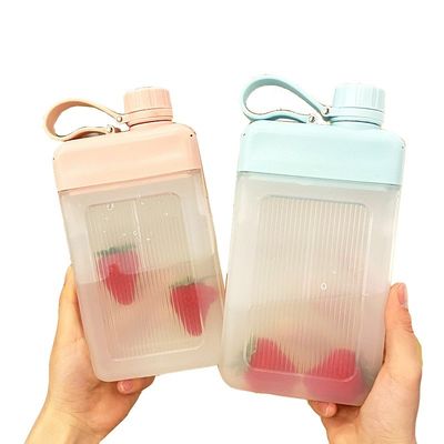 Bebida directa Botella de agua cuadrada portátil de 450 ml para viajes al aire libre Botella deportiva