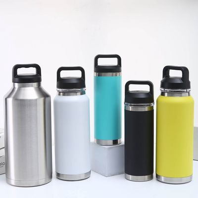 Botella de agua de acero inoxidable con muestra de tapa