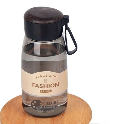 Logotipo personalizado aceptable Botella de plástico transparente de 380 ml con tapa y mango