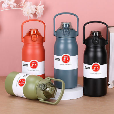 1000ml 316 Flascos de vacío de acero inoxidable de doble capa con tapa y mango Mantenga caliente-frío 12 horas Logotipo personalizado