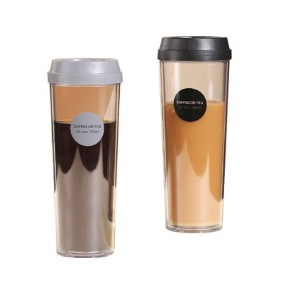 320/420/520ml/700ml Botella de agua de plástico de doble pared ecológica con tapa a prueba de fugas