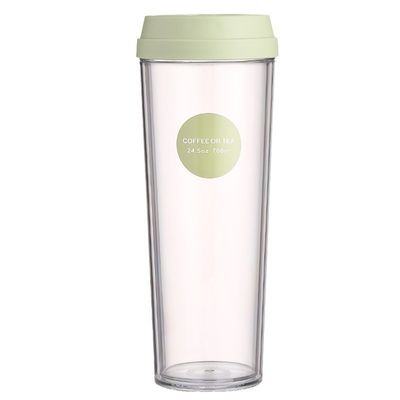 Taza de plástico transparente de 700 ml para café con doble aislamiento térmico