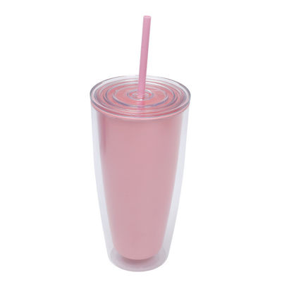 750 ml de capacidad Tazas de plástico transparente con tapas y paja para tumbler reutilizable para niños
