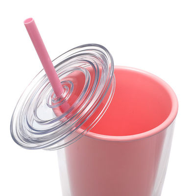 750 ml de capacidad Tazas de plástico transparente con tapas y paja para tumbler reutilizable para niños