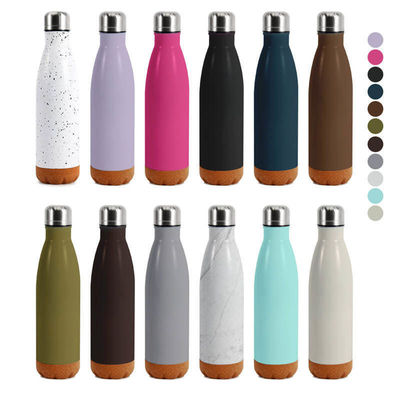 Botellas de vacío Termosas 500 ml Botella de agua aislada de acero inoxidable con fondo de corcho