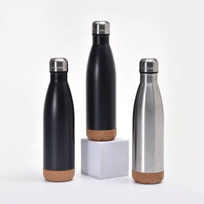 Regreso a la escuela Logotipo de color personalizado Botella de agua de acero inoxidable de 500 ml con fondo de corcho