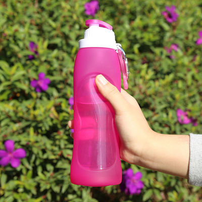 Manténgase hidratado en su viaje al aire libre Logotipo personalizado Botella de agua de silicona para viajes deportivos