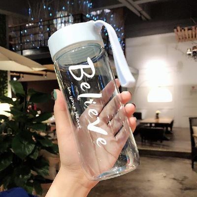 Gimnasio de deporte a medida caldera a prueba de fugas botella de agua portátil con taza y cuerda transparentes