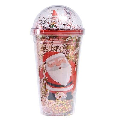 Botella de agua de plástico de estilo navideño de 500 ml Diseño de tope lindo para beber de manera sostenible
